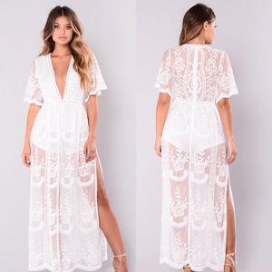 Fashion Nova White Boho embroidered Maxi dress